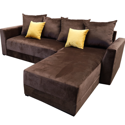 Sala Esquinera Samso 240x180 cm Terciopelo Chocolate El Bazar Store