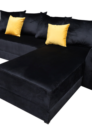 Sala Esquinera Samso 240x180 cm Terciopelo Negro El Bazar Store