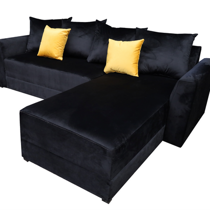 Sala Esquinera Samso 240x180 cm Terciopelo Negro El Bazar Store