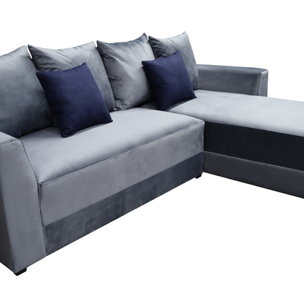 Sala Esquinera Samso Terciopelo Gris Oxford- 240x180 cm, El Bazar Store