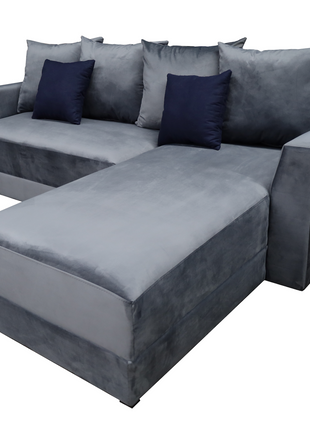 Sala Esquinera Samso Terciopelo Gris Oxford- 240x180 cm, El Bazar Store