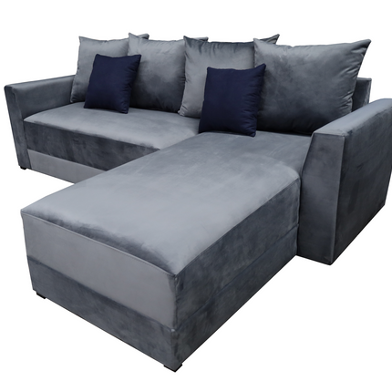 Sala Esquinera Samso Terciopelo Gris Oxford- 240x180 cm, El Bazar Store