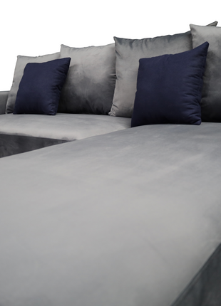 Sala Esquinera Samso Terciopelo Gris Oxford- 240x180 cm, El Bazar Store