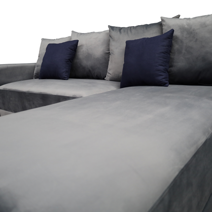 Sala Esquinera Samso Terciopelo Gris Oxford- 240x180 cm, El Bazar Store