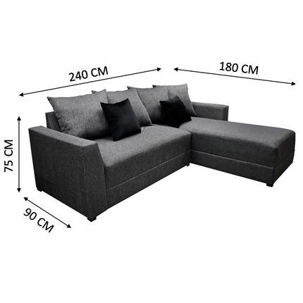 Sala Esquinera Samso Lino Gris Oxford- 240x180 cm, El Bazar Store